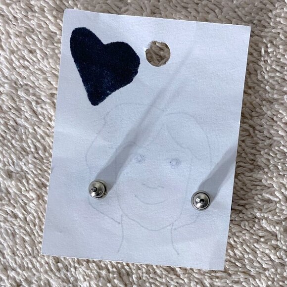 Vintage Earrings Light Pink Oval Earrings With Navy Blue Stripes - Picture 5 of 6